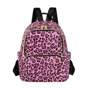 Pink Leopard Cheetah Print Mini Backpack Purse for Women Travel Bag😍